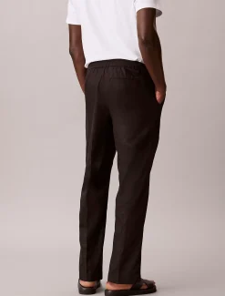 Broek met trekkoord van linnen katoen