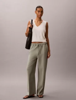 Broek met trekkoord van zachte twill