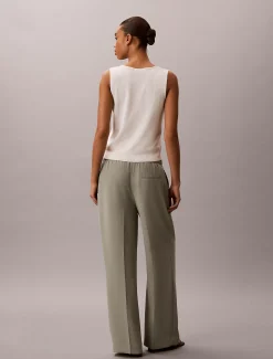 Broek met trekkoord van zachte twill