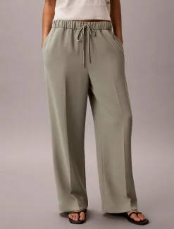 Broek met trekkoord van zachte twill