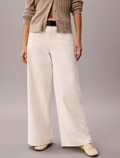 Broek met wijde pijpen van twillkatoen