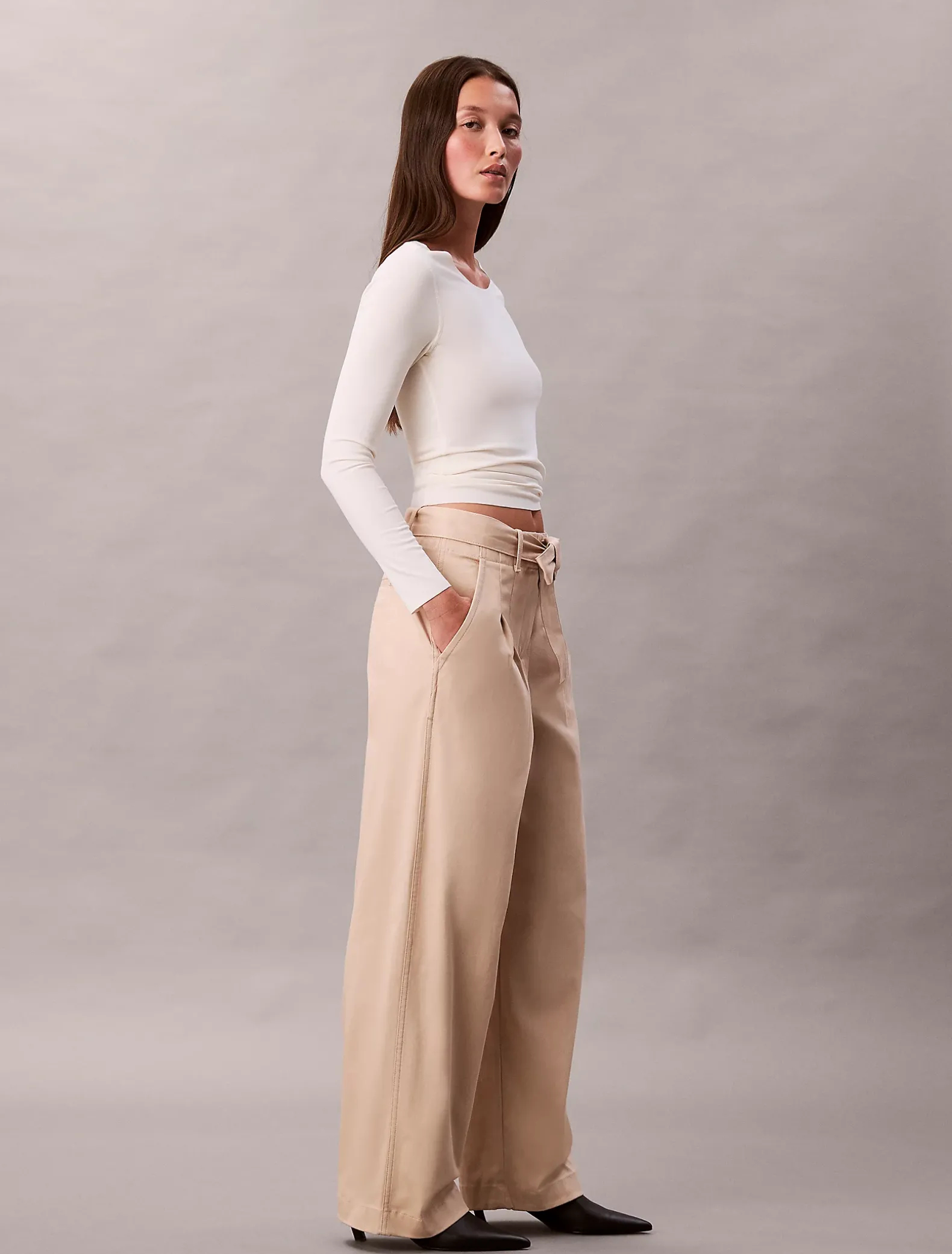 Broek van twillkatoen met riem