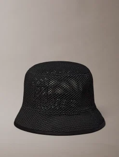 Bucket hat met mesh logo embleem