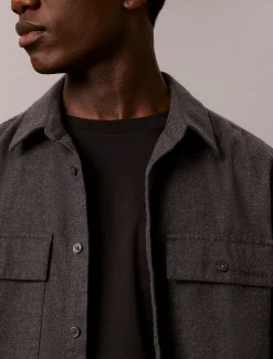Button-down overhemd van gemengd flanel