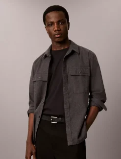 Button-down overhemd van gemengd flanel