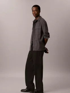 Button-down overhemd van gemengd flanel