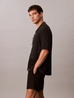 Button-down overhemd van katoen mesh