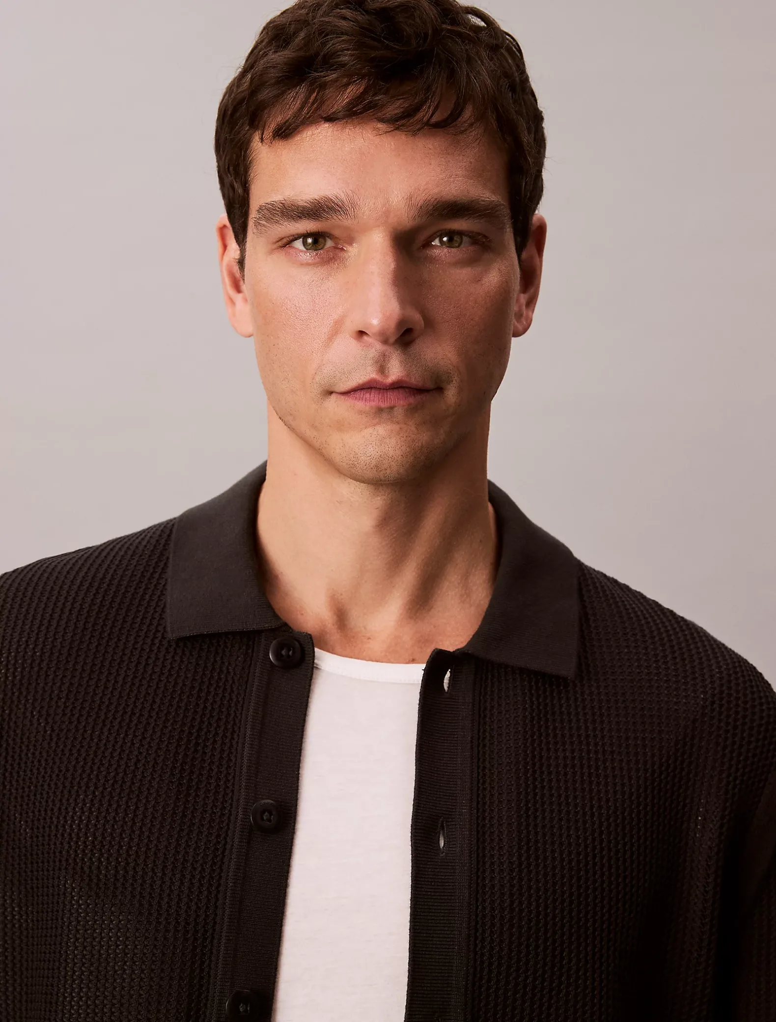 Button-down overhemd van katoen mesh