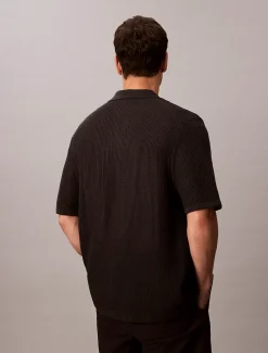 Button-down overhemd van katoen mesh