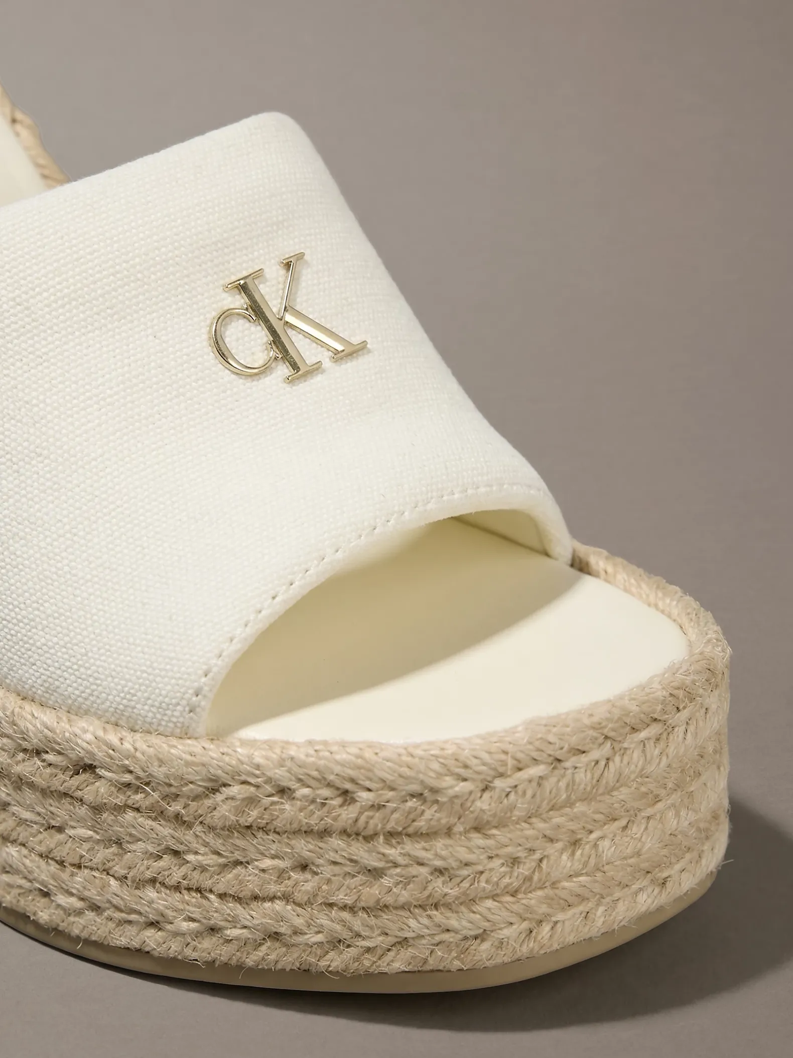Canvas espadrille sandalen met sleehak