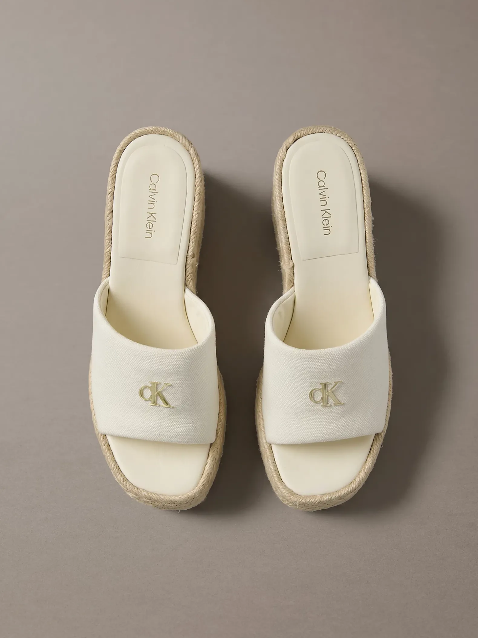 Canvas espadrille sandalen met sleehak