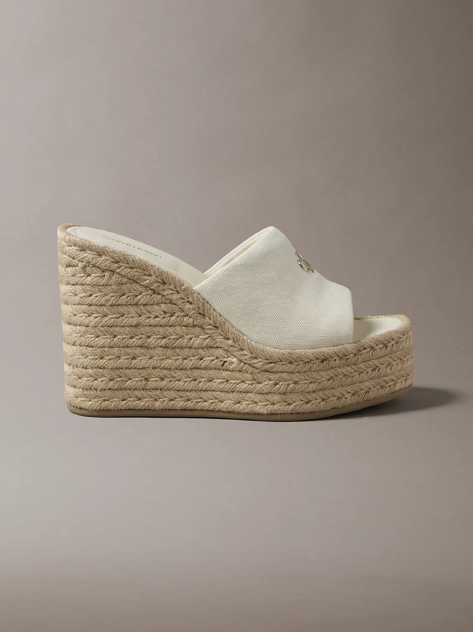 Canvas espadrille sandalen met sleehak
