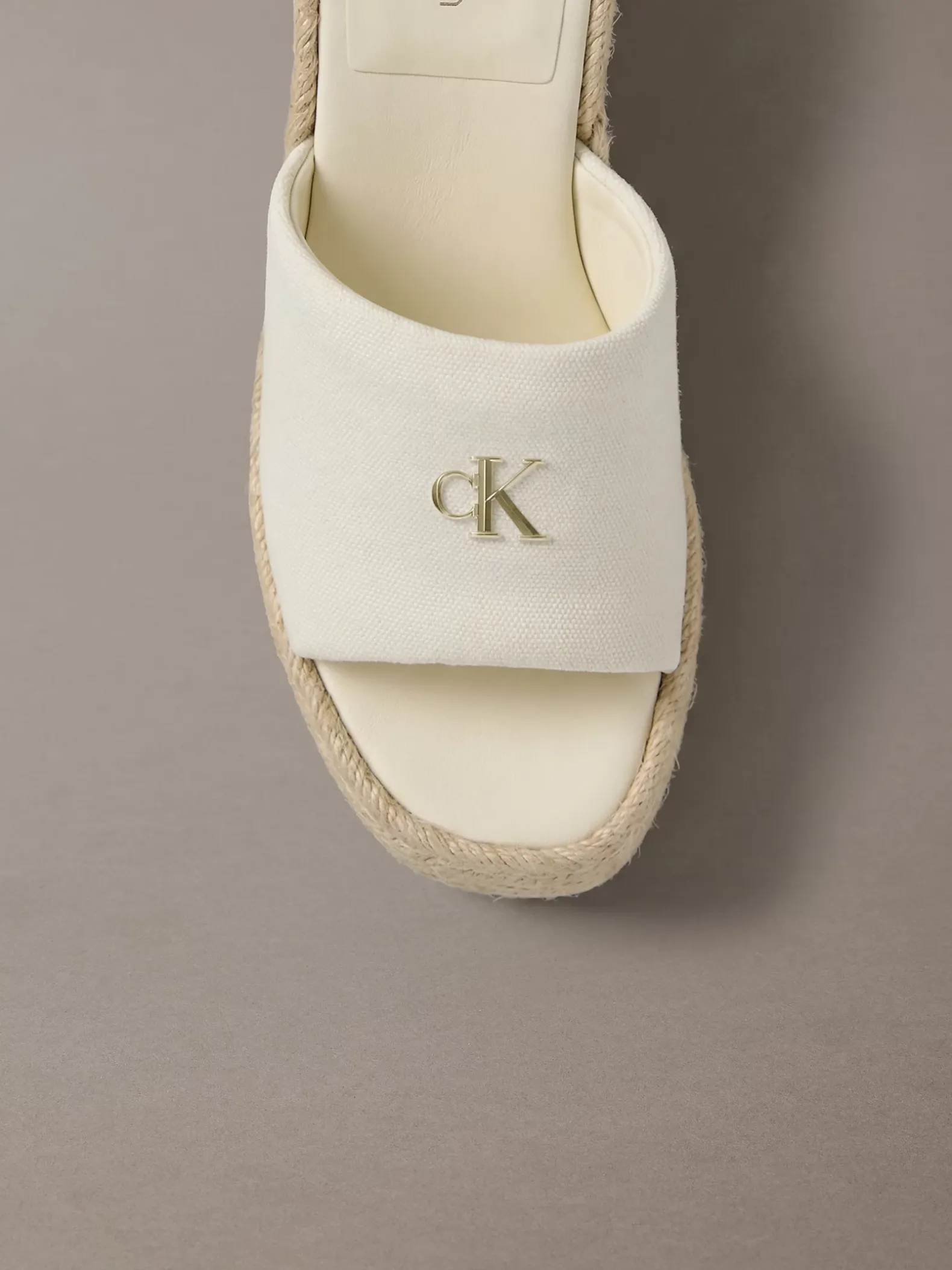 Canvas espadrille sandalen met sleehak