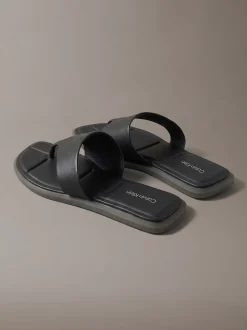 Carla - Leren teenslippers met vierkante teen