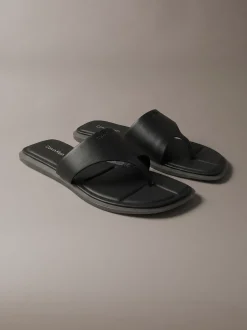 Carla - Leren teenslippers met vierkante teen