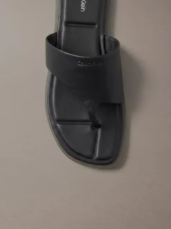 Carla - Leren teenslippers met vierkante teen
