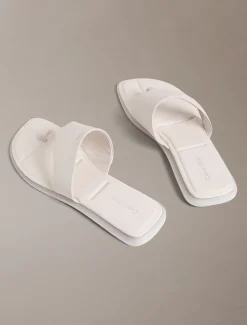 Carla - Leren teenslippers met vierkante teen