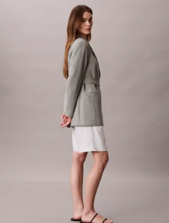 Casual twill blazer met riem