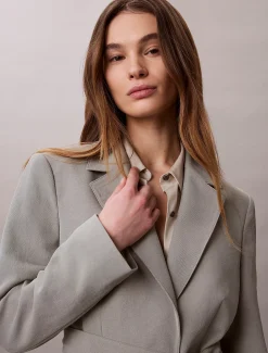Casual twill blazer met riem