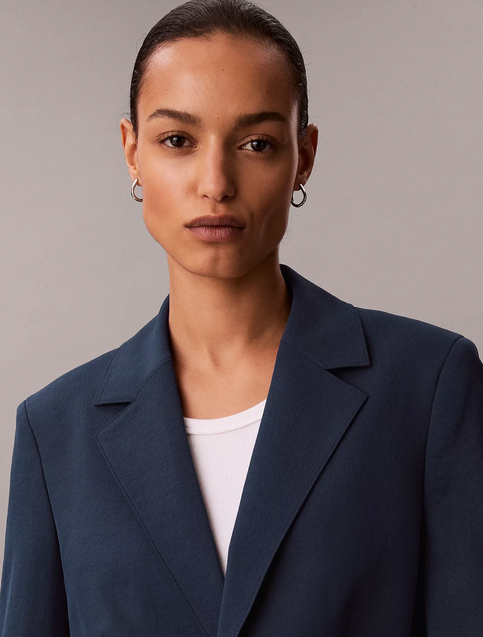 Casual twill blazer met riem