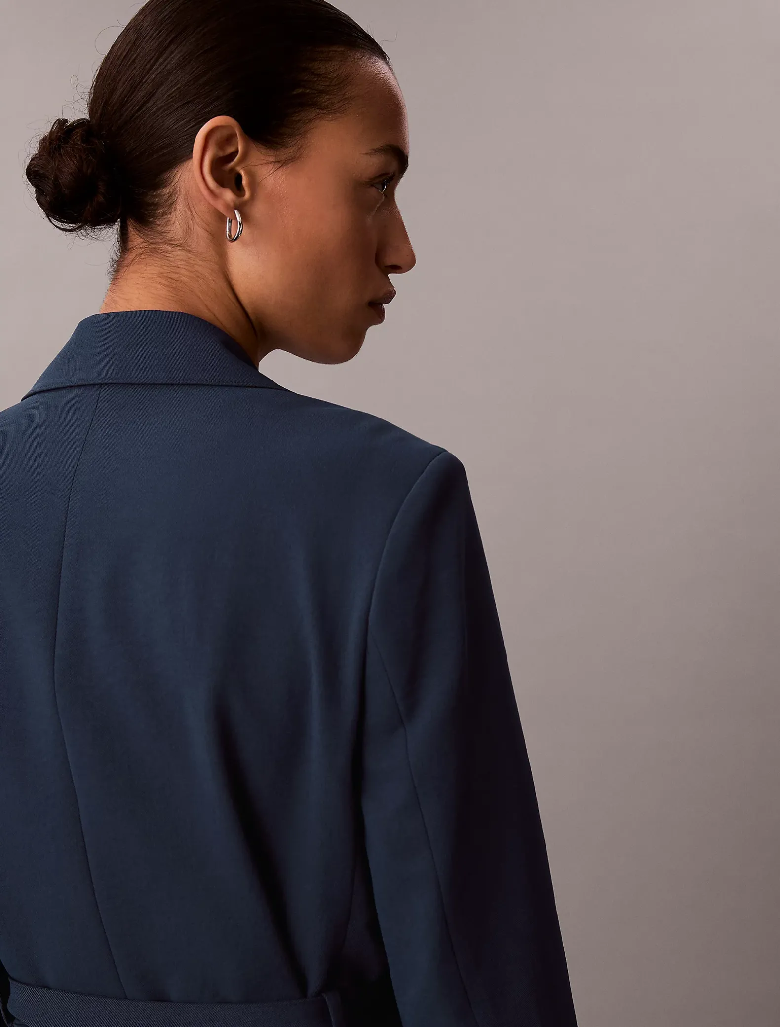 Casual twill blazer met riem