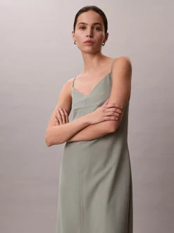 Casual twill mouwloze rechte jurk