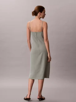 Casual twill mouwloze rechte jurk