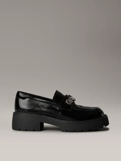 Chunky leren mocassins met schort