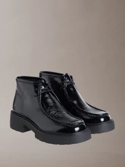 Chunky leren veterschoenen met hak