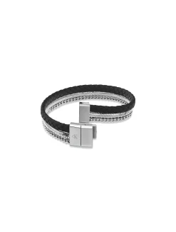 CK Merge armband van staal en leer