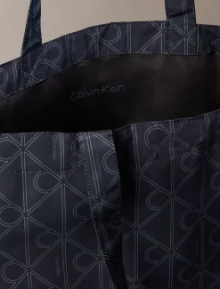 Compacte nylon tote bag met print en logo embleem
