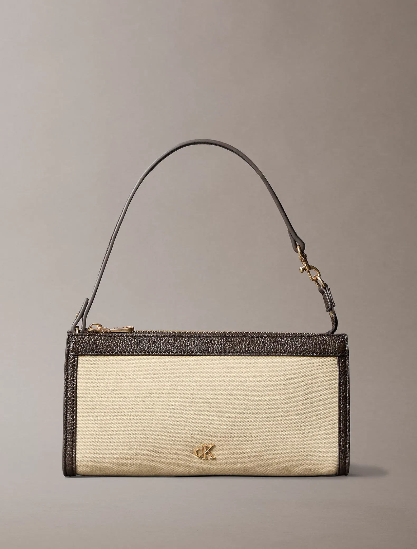 Converteerbare canvas clutch met monogram en logo