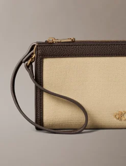 Converteerbare canvas clutch met monogram en logo