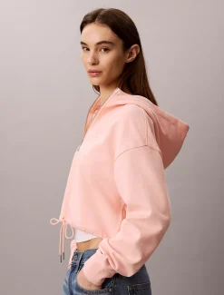 Cropped badstoffen hoodie met monologo