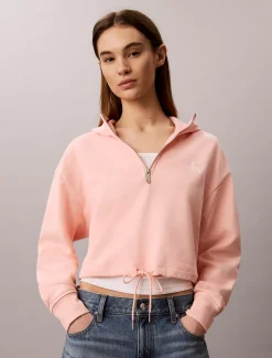 Cropped badstoffen hoodie met monologo