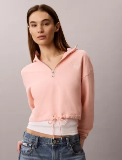 Cropped badstoffen hoodie met monologo
