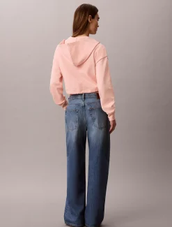 Cropped badstoffen hoodie met monologo