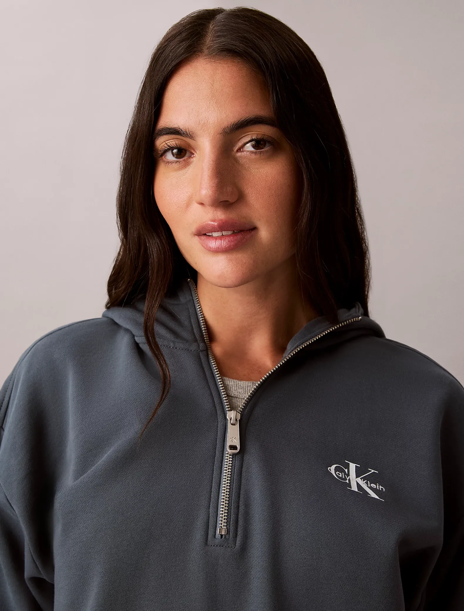Cropped badstoffen hoodie met monologo