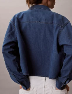 Cropped denim dad overhemd
