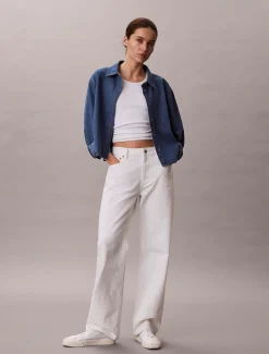 Cropped denim dad overhemd
