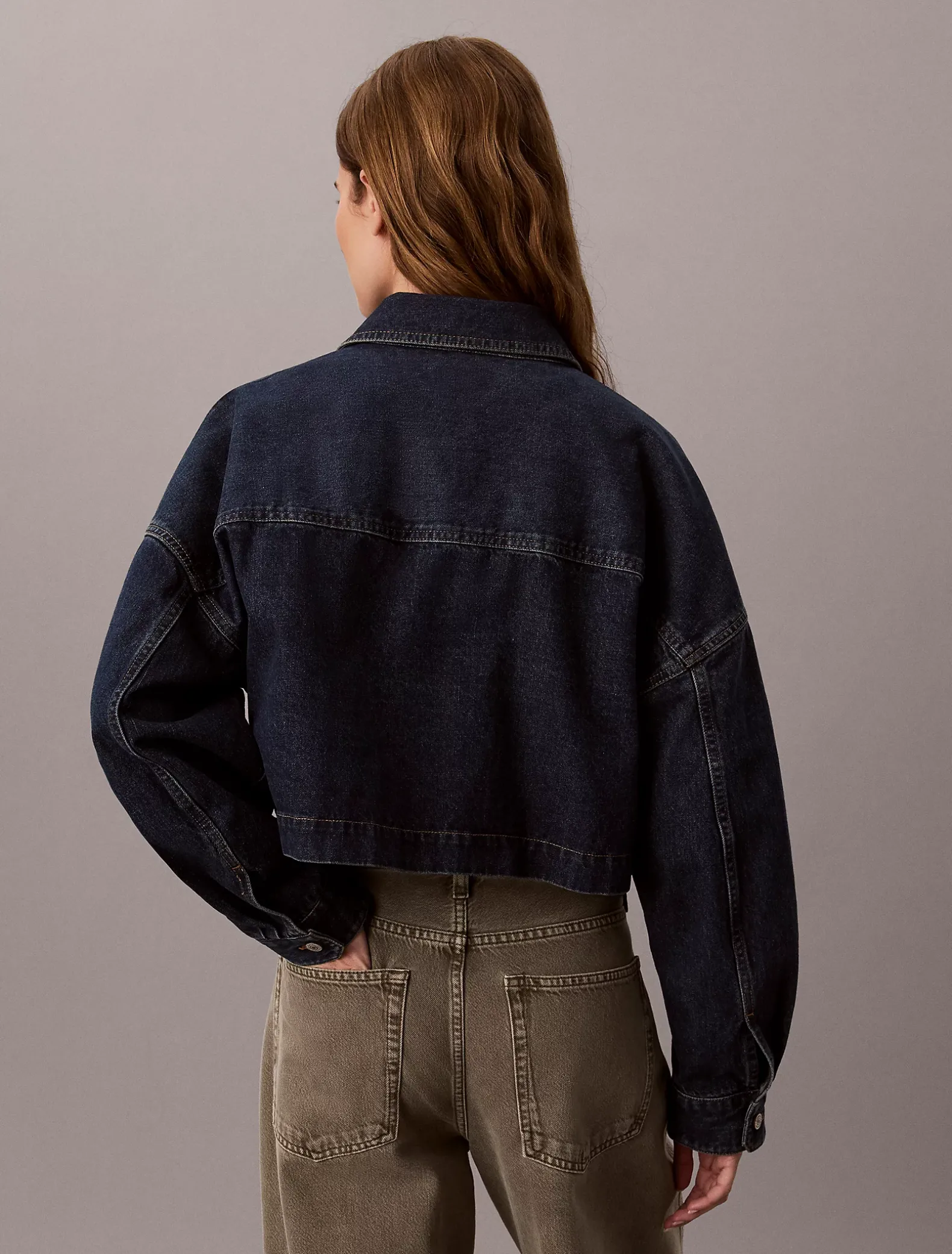 Cropped denim overhemd