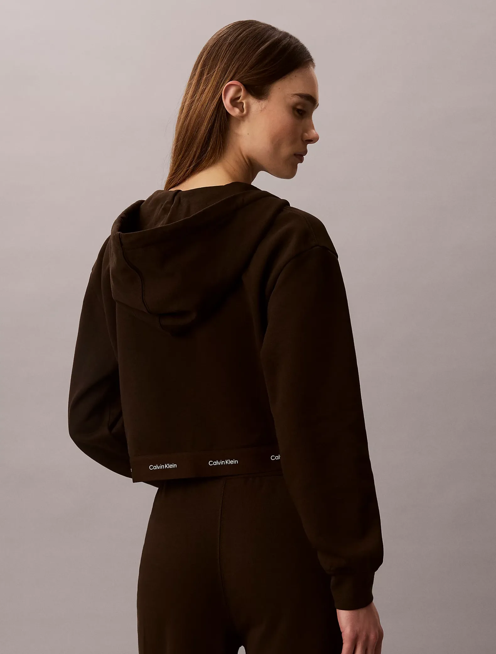 Cropped elastische hoodie met logo en rits