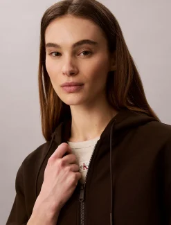 Cropped elastische hoodie met logo en rits