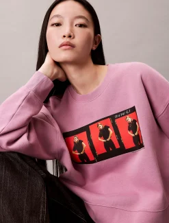 Cropped fleece grafisch Kate Moss-sweatshirt