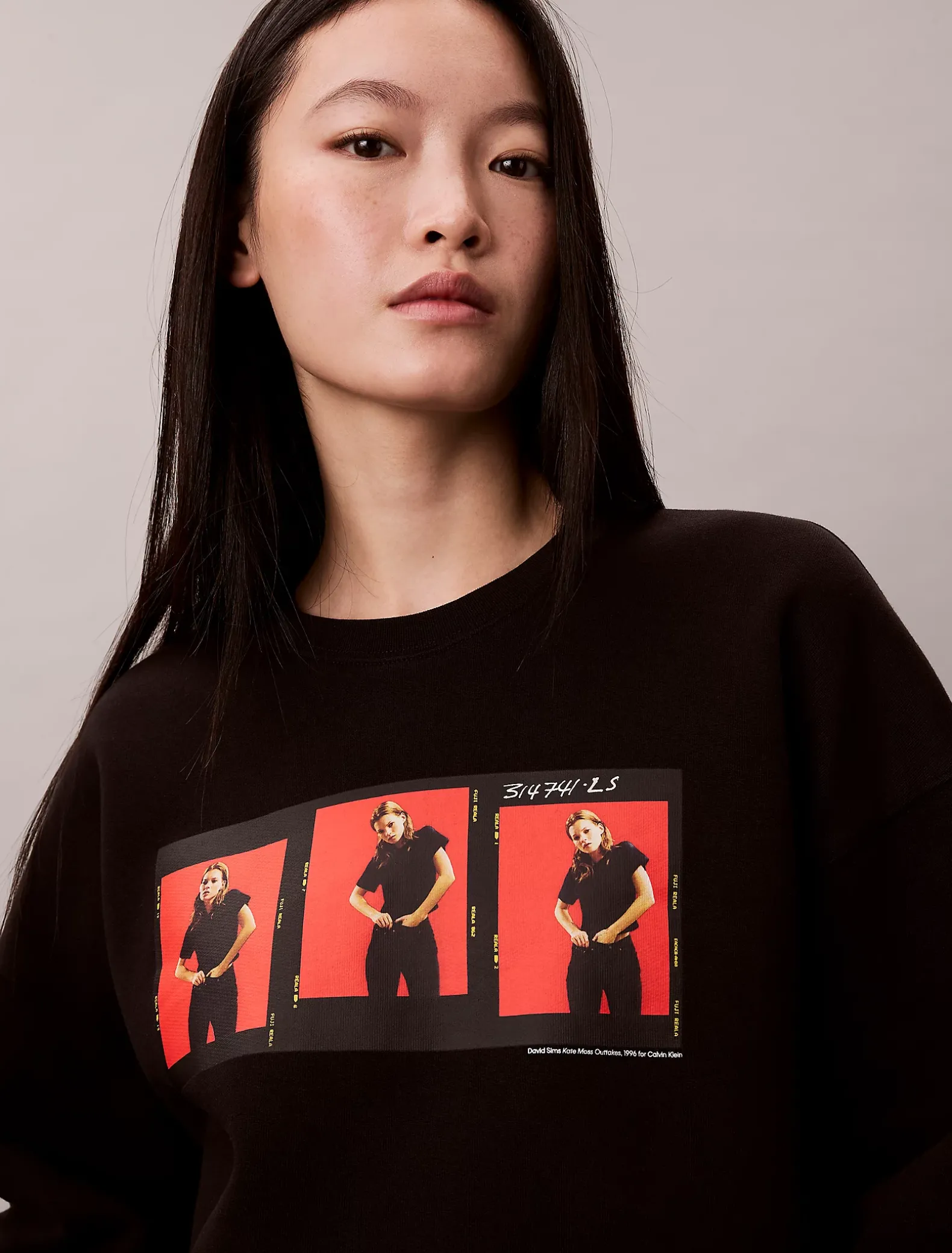 Cropped fleece grafisch Kate Moss-sweatshirt