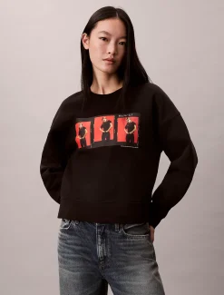 Cropped fleece grafisch Kate Moss-sweatshirt