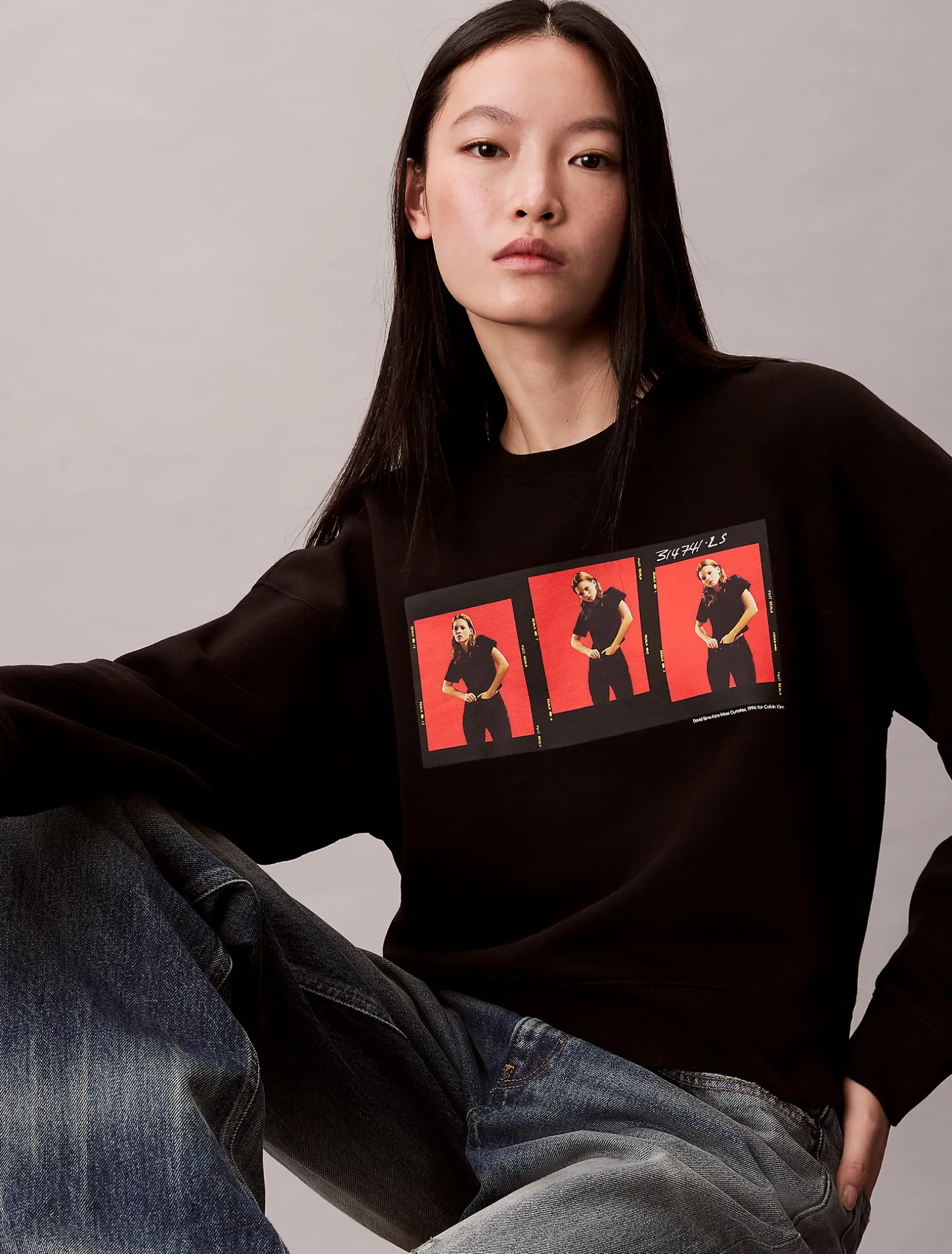 Cropped fleece grafisch Kate Moss-sweatshirt