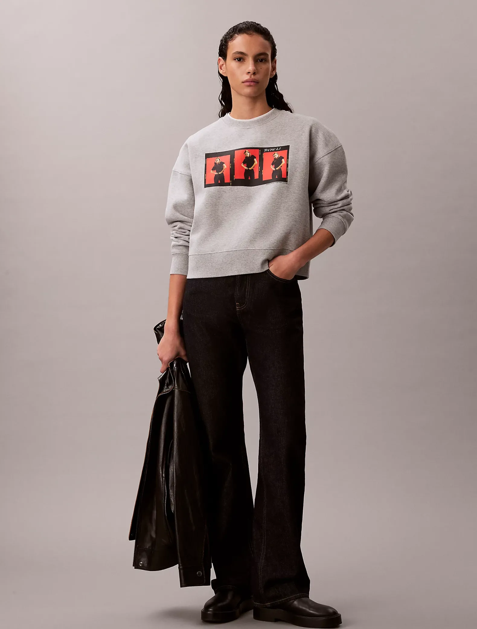 Cropped fleece grafisch Kate Moss-sweatshirt