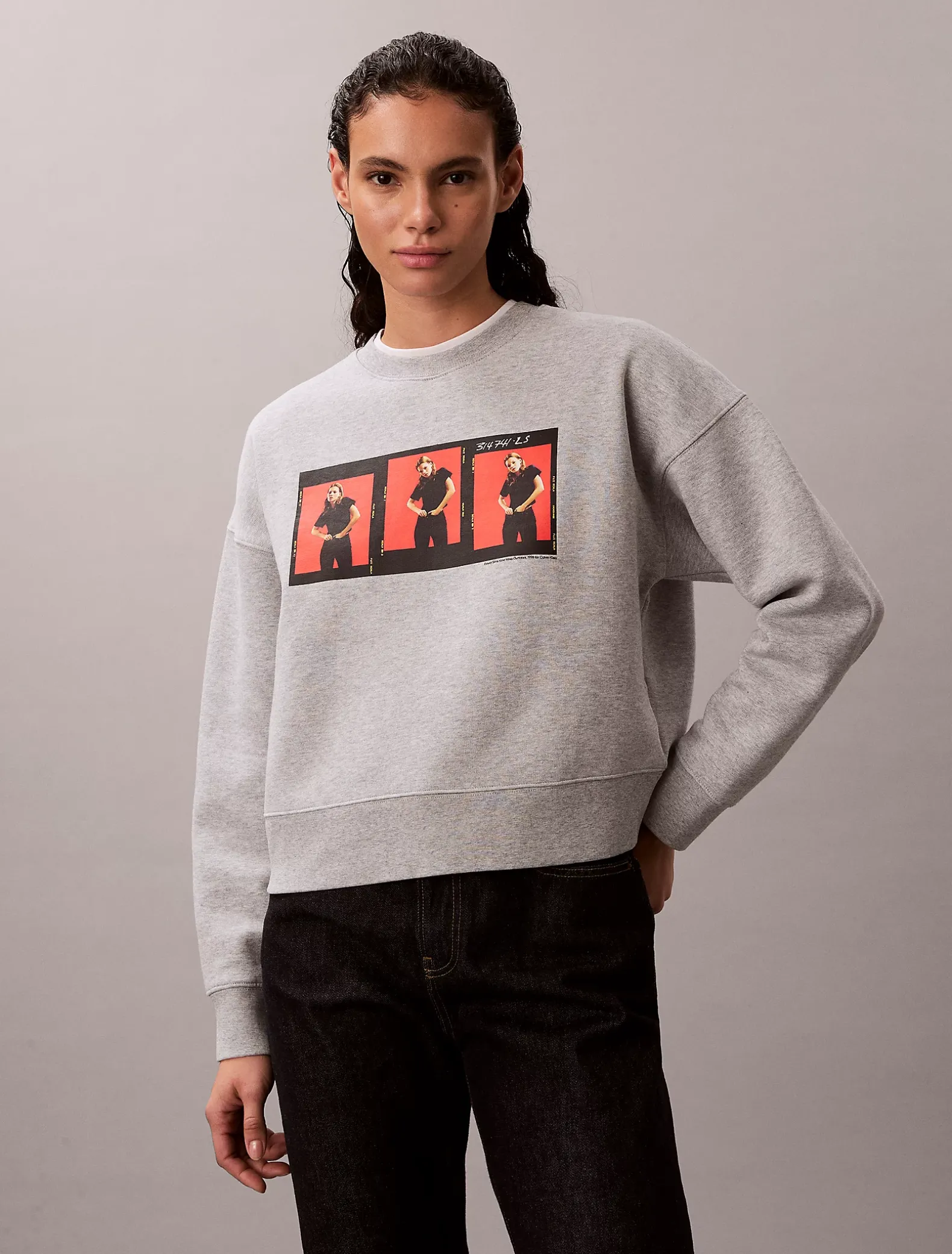 Cropped fleece grafisch Kate Moss-sweatshirt