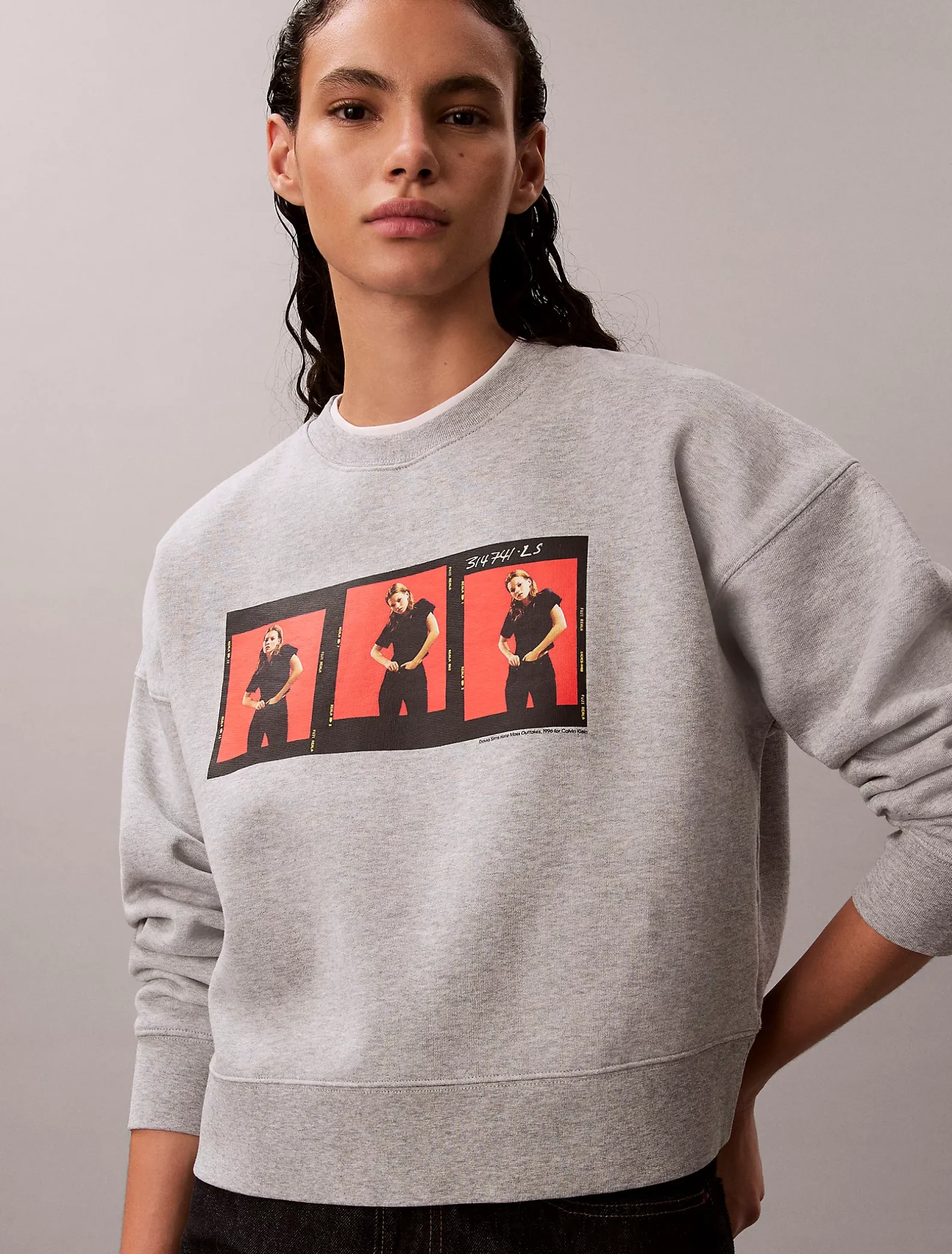 Cropped fleece grafisch Kate Moss-sweatshirt